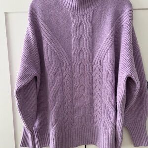 Lavender Cable Knit Turtleneck Sweater